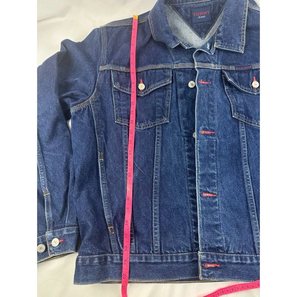 Vintage Tommy Hilfiger Y2K 1999 Denim Jean Jacket Dark Wash XL - Picture 9 of 10